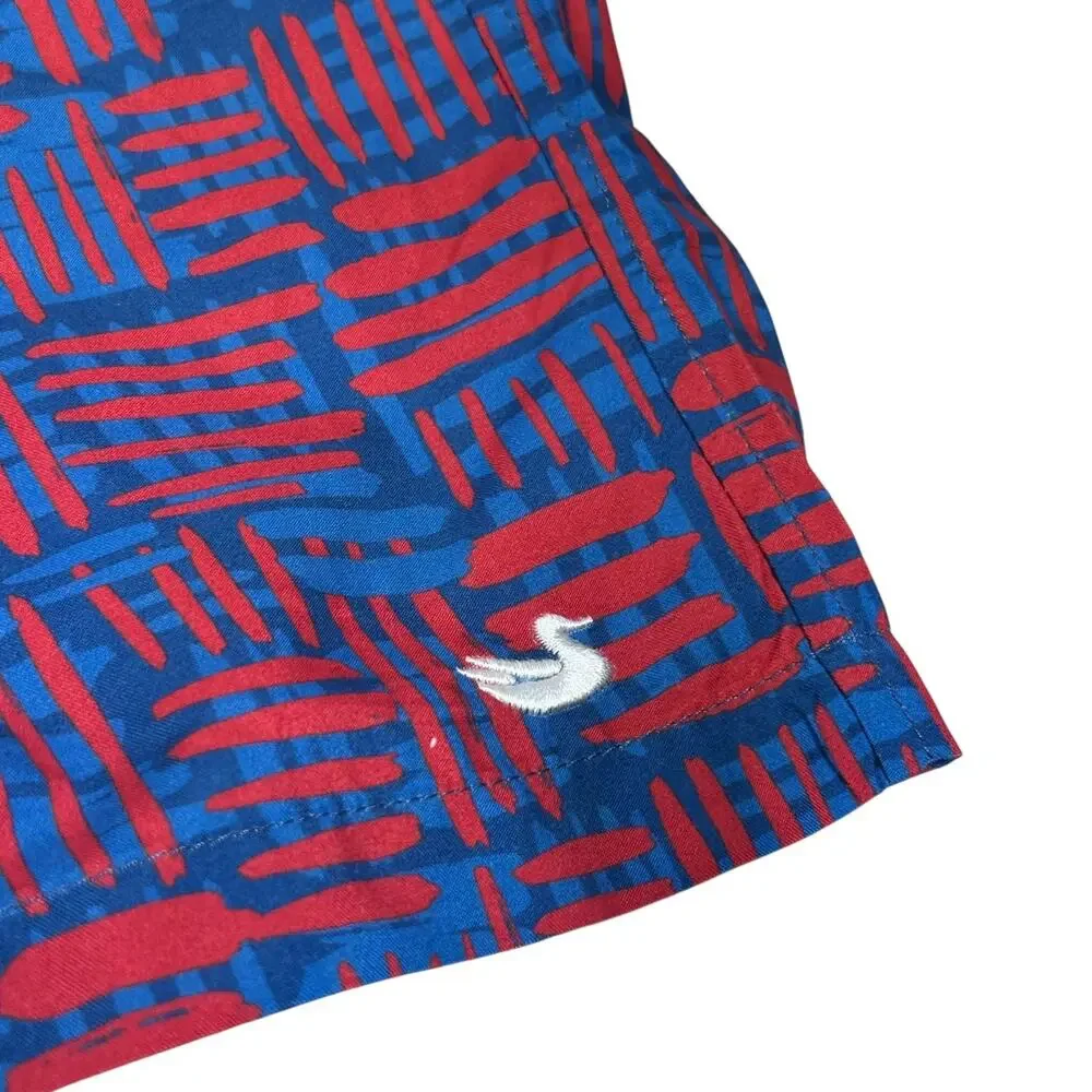 Southern Marsh Swim Trunks Shorts Men’s 3X Red Blue Geometric‎ Lined Drawstring